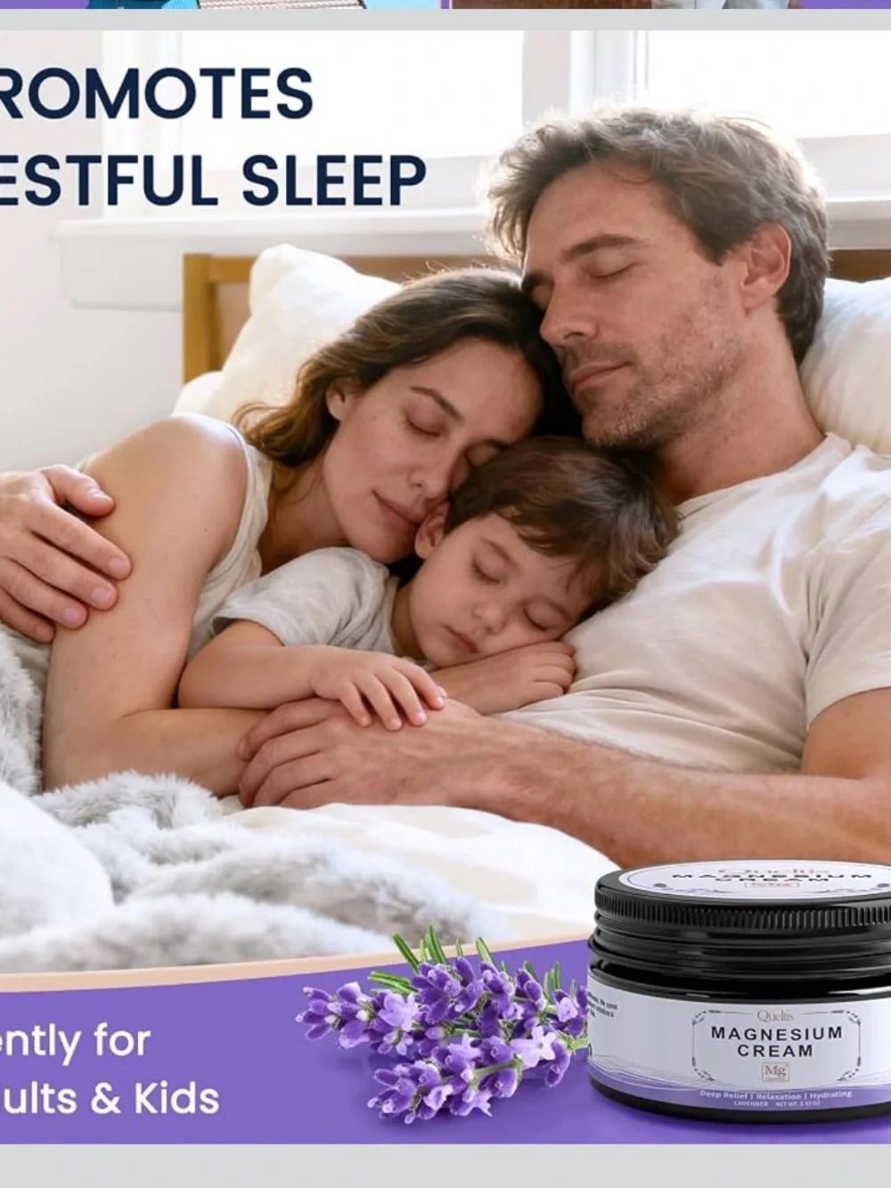 Quelis Magnesium Cream — Lavender Relief (Purple & White Packaging)
